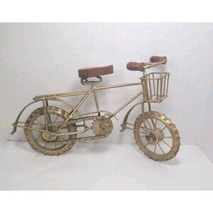 Vintage Bicycle Sculpture, Table Top or Shelf, Steel & Wood  14" Hand Made